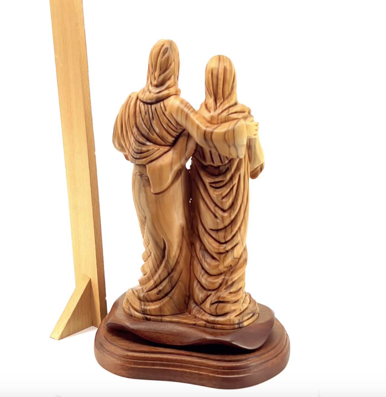 Virgin Mary with Jesus Christ Statue, 10.6" Carved from the Holy Land Olive Wood