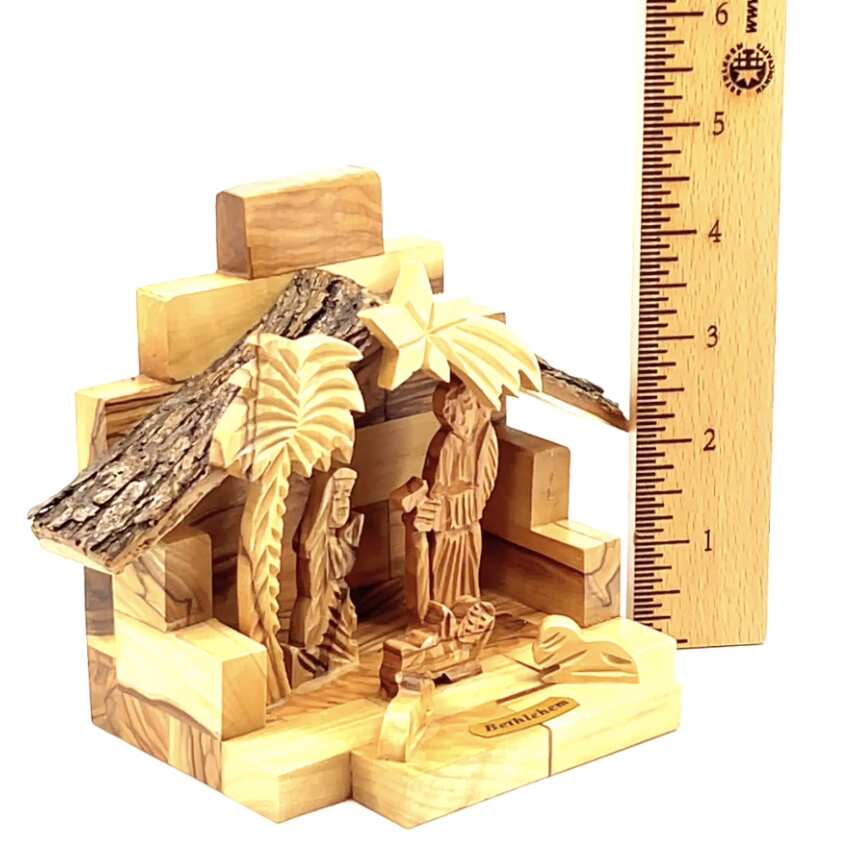 Rustic Olive Wood Nativity Scene, 4.5" with Natural Edges