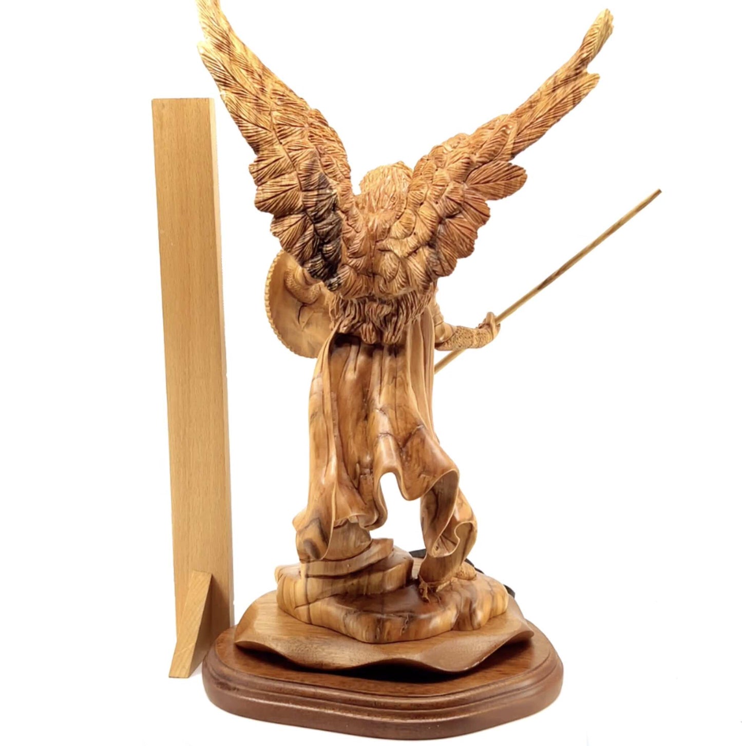 Archangel Raphael Masterpiece, 15" Wooden Sculpture from Holy Land