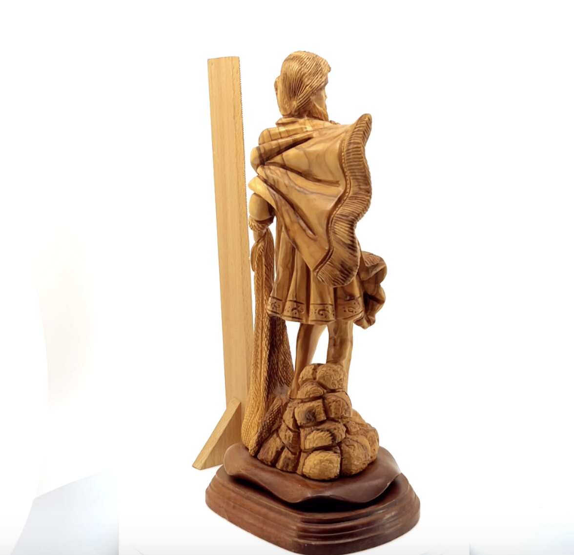 St. Peter Carved Wooden Statue 12.5", Sculpture from Holy Land Olive