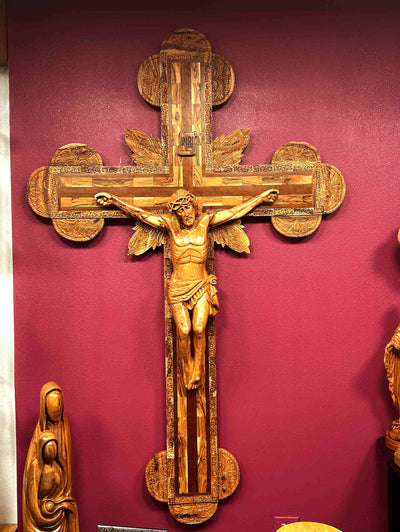 Church Sized Jesus Christ Crucifix Carved Olive Wood  Realistic for Church