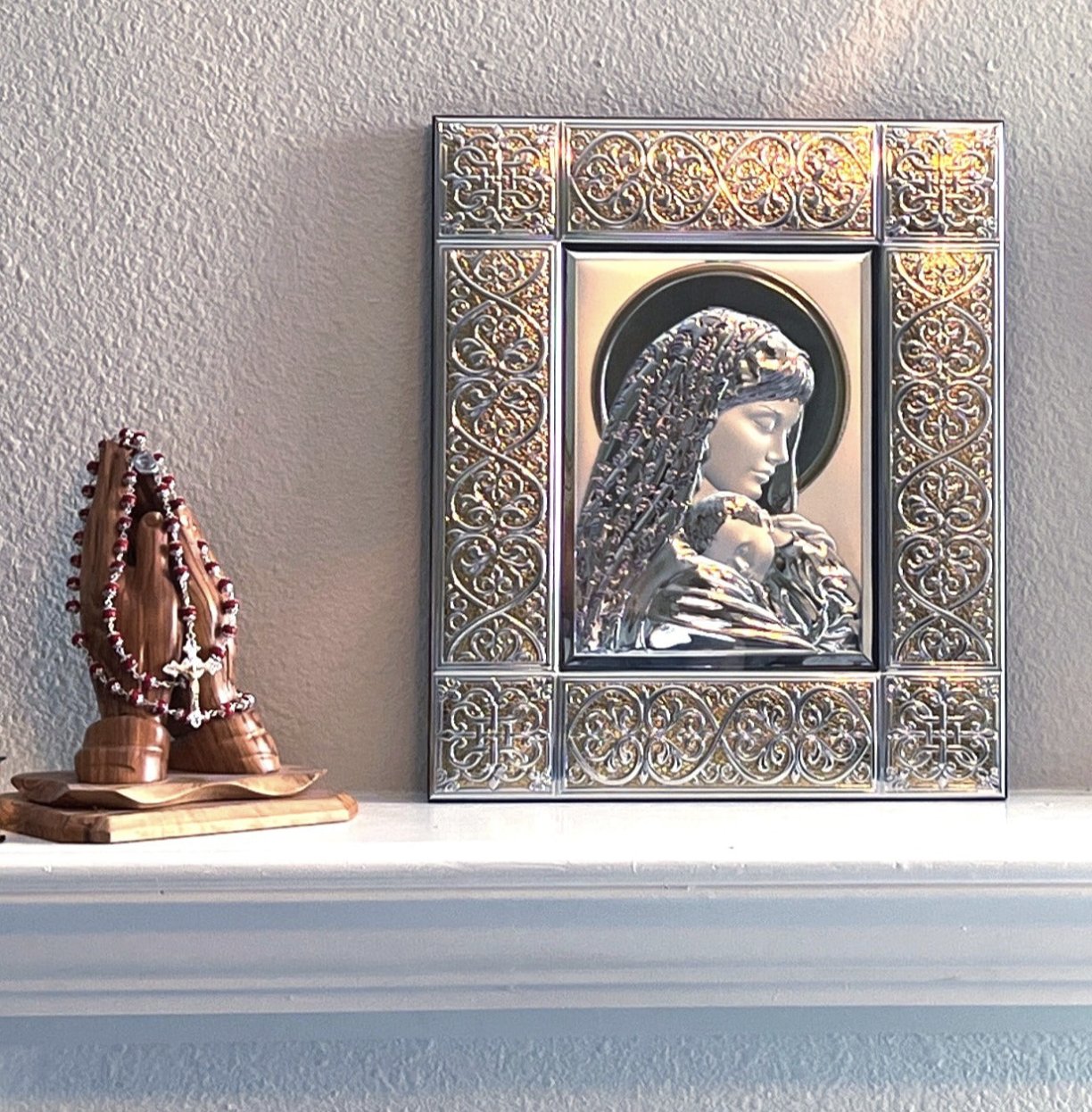 Christian Silver Icons Virgin Mary Jesus Christ 