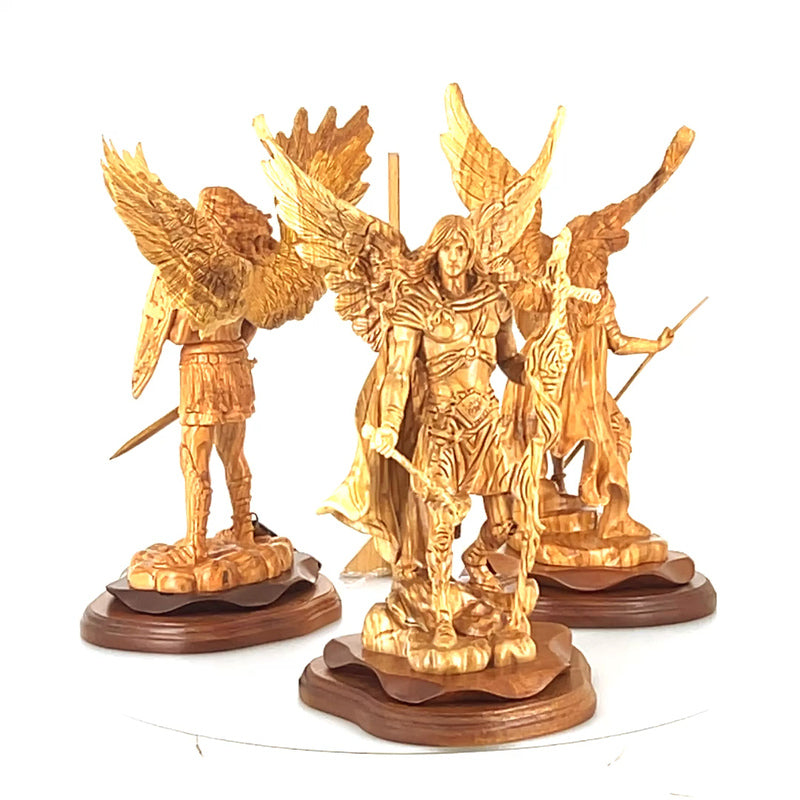 Angel Statue of Gabriel Carving from Holy Land Olive Wood 