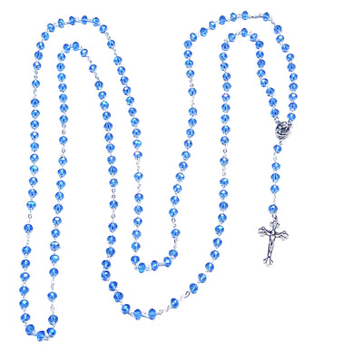 15 Decade Wall Rosary with Blue Crystal Beads