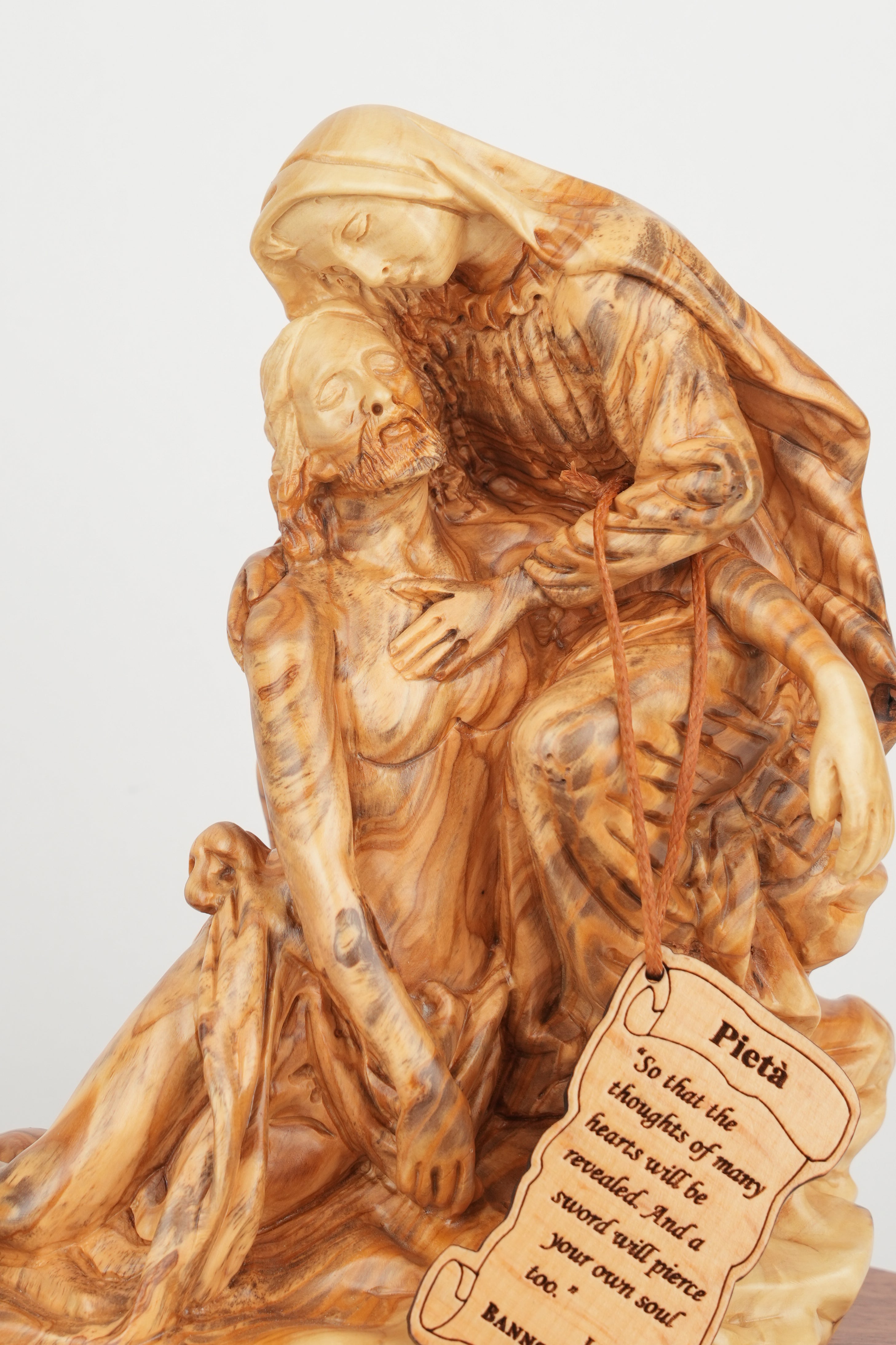 Pieta Carving, Olive Wood Carving Statue from Bethlehem