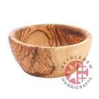Hand carved round olive wood serving bowl from Bethlehem