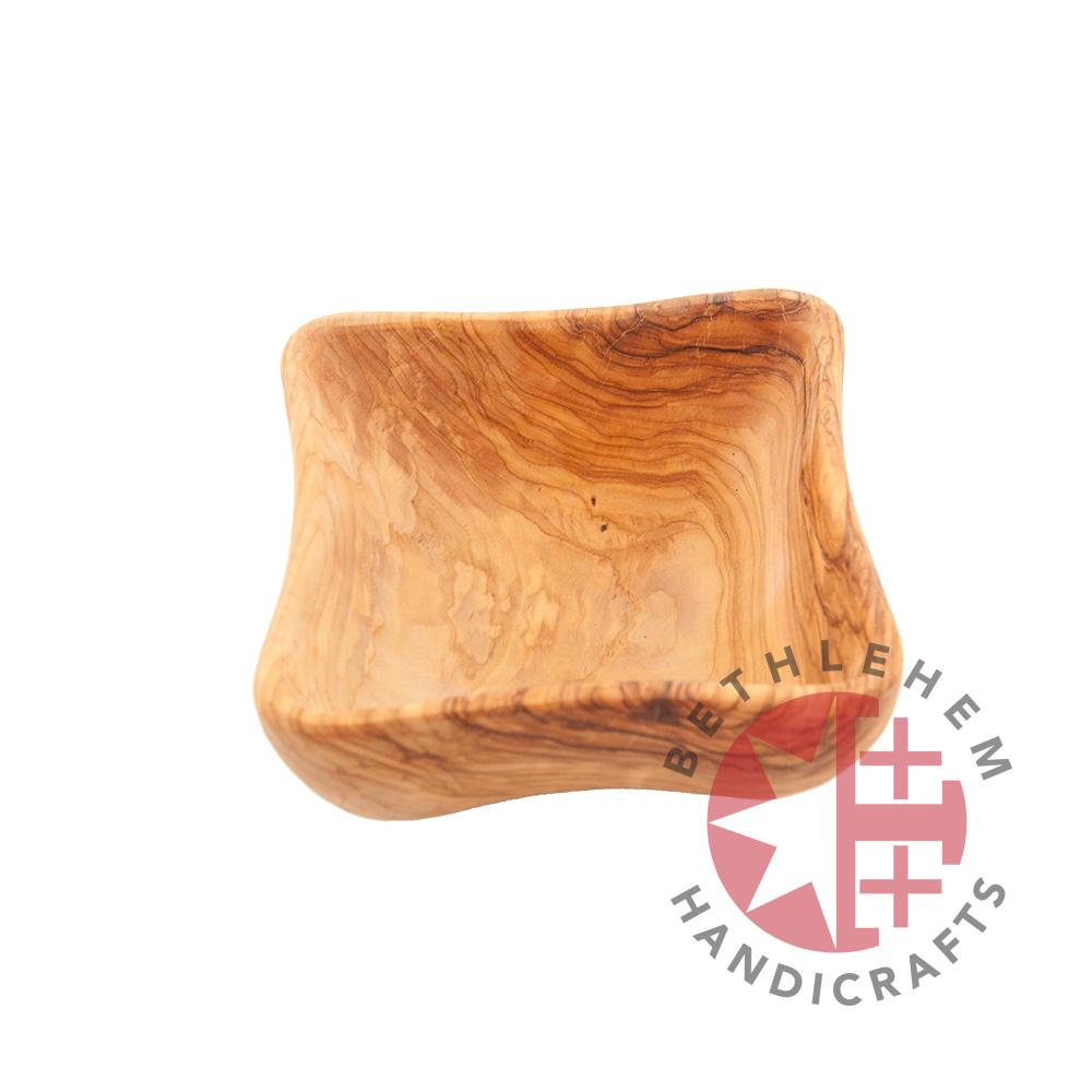 Hand carved teak square olive wood bowl from Bethlehem