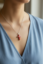 Red Cross Pendant Birthstone