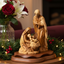 Holy Family Nativity Wooden Sculpture, 11.8" Hand Carved in Bethlehem