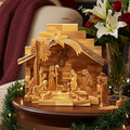 Rustic Nativity Scene with Natural Wooden Edges, 9.1"