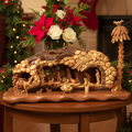 Unique Nativity Set Scene Masterpiece, 36" Olive Wood Carved Sculpture from the Holy Land