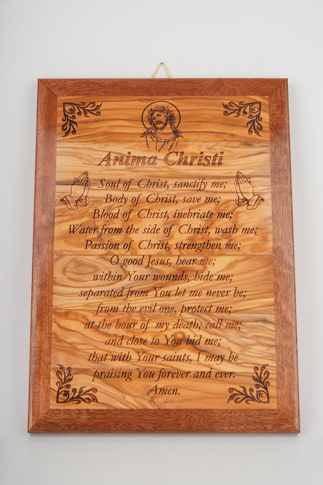 Anima Christi Prayer, Wall Hanging Plaque, Engraved Holy Land Olive Wood