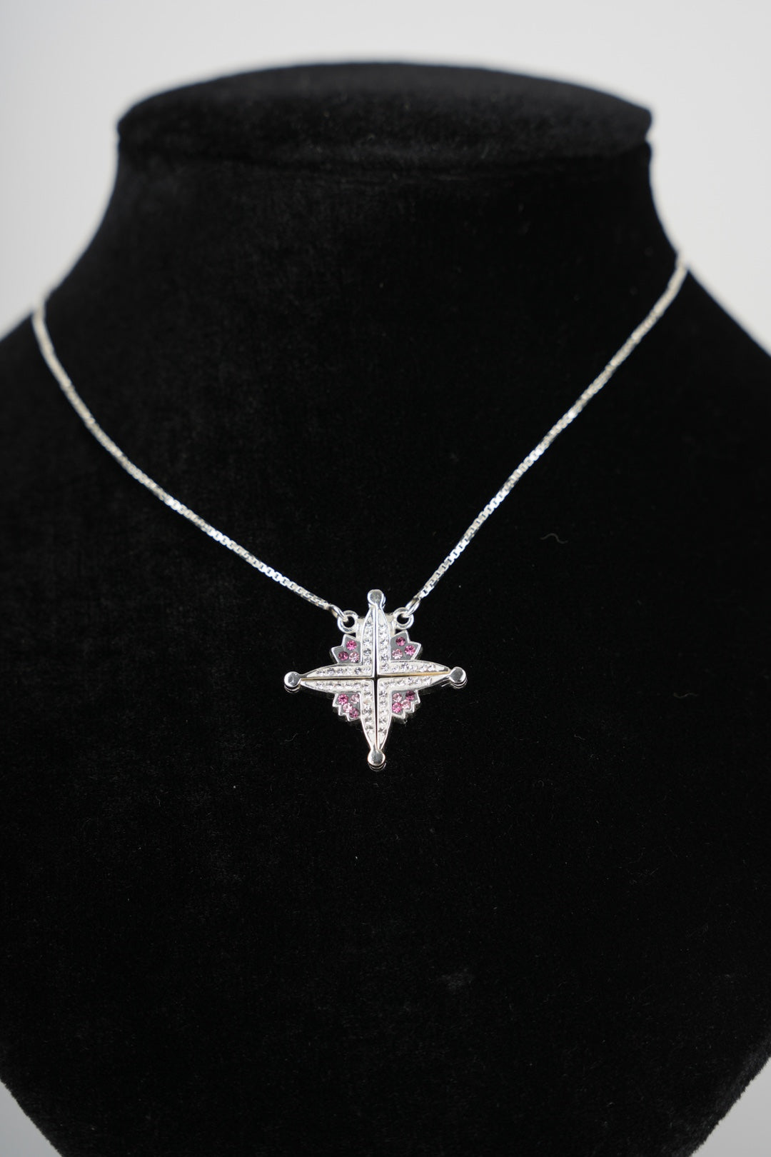 Two-Way Modern Magnetic Star of Bethlehem Necklace with Gemstones