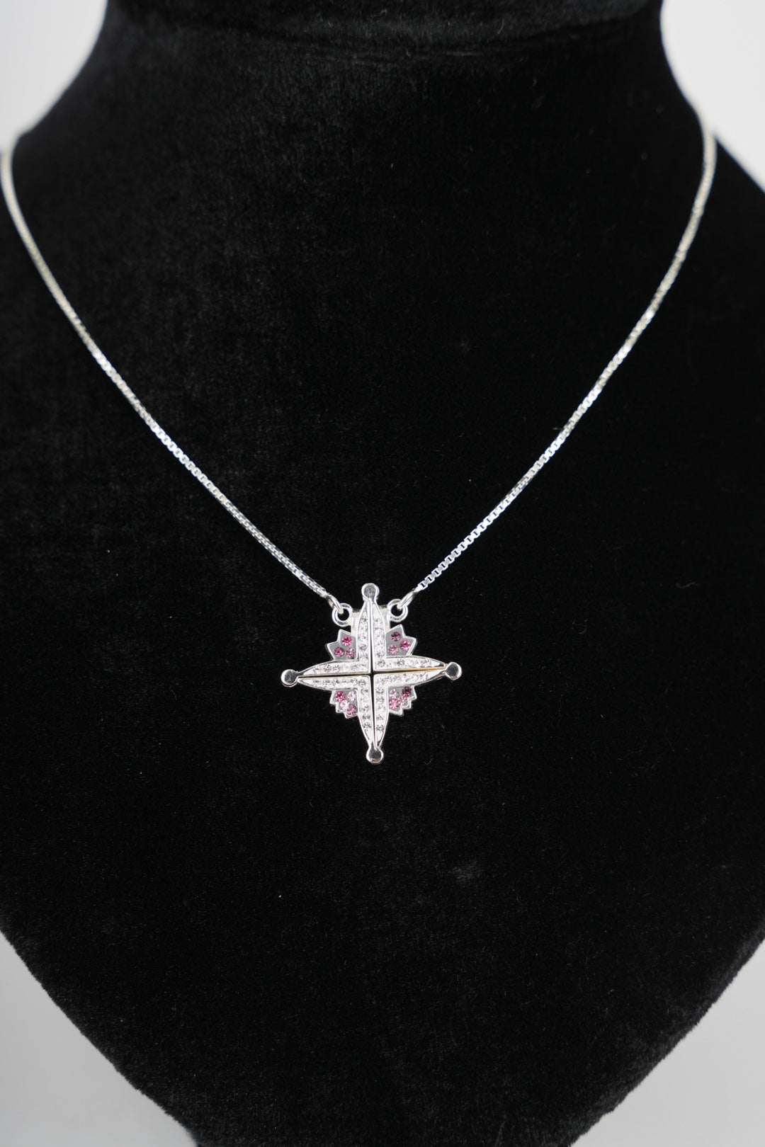 Two-Way Modern Magnetic Star of Bethlehem Necklace with Gemstones