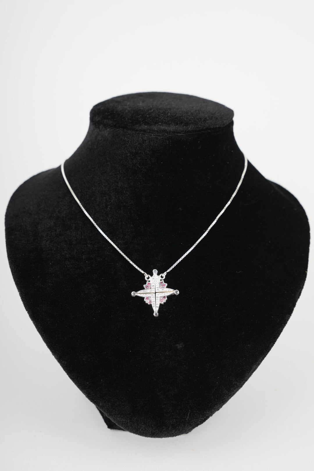 Two-Way Modern Magnetic Star of Bethlehem Necklace with Gemstones