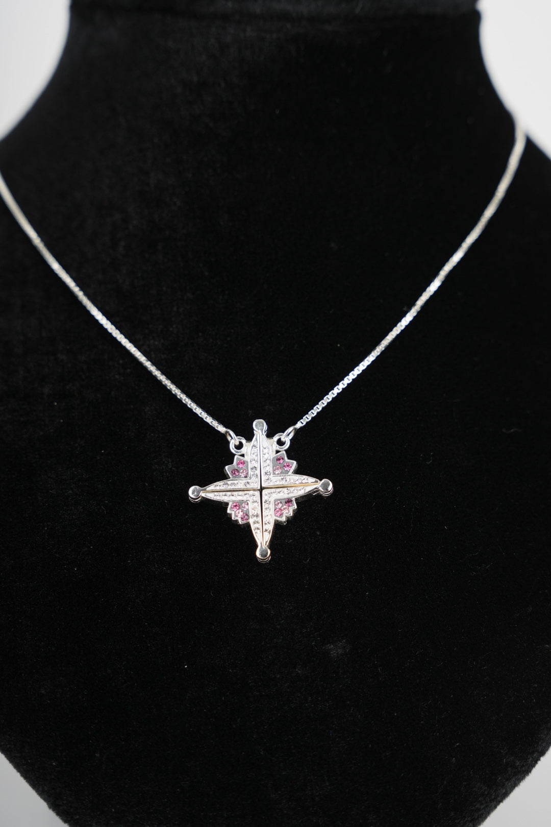 Two-Way Modern Magnetic Star of Bethlehem Necklace with Gemstones
