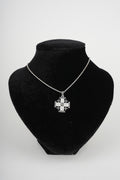 Jerusalem Cross Necklace with Gemstones (L), Sterling Silver