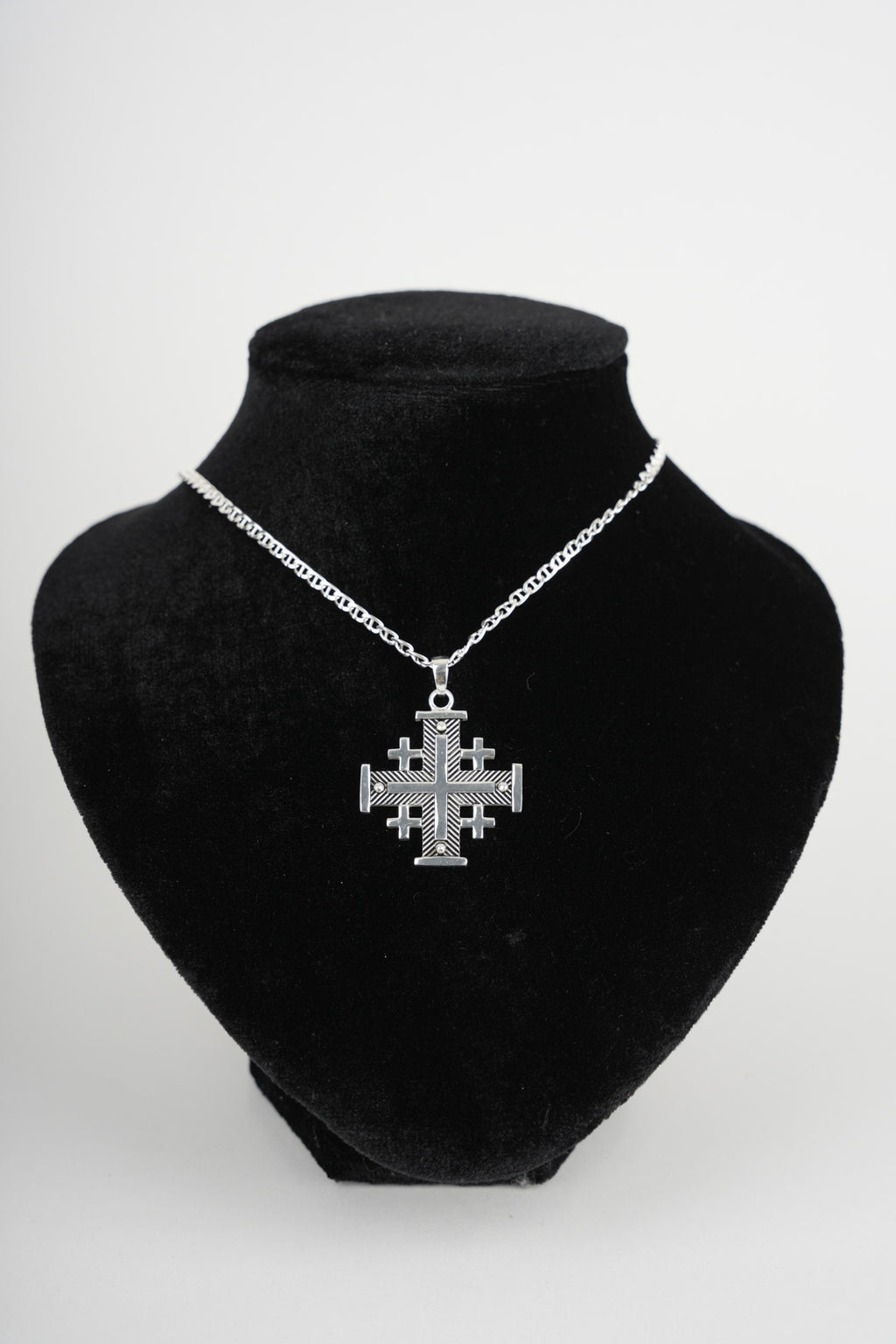 Religious jewelry hand made in Bethlehem Holy Land, side angle of the sterling silver sculpture