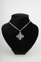 Religious jewelry hand made in Bethlehem Holy Land, side angle of the sterling silver sculpture