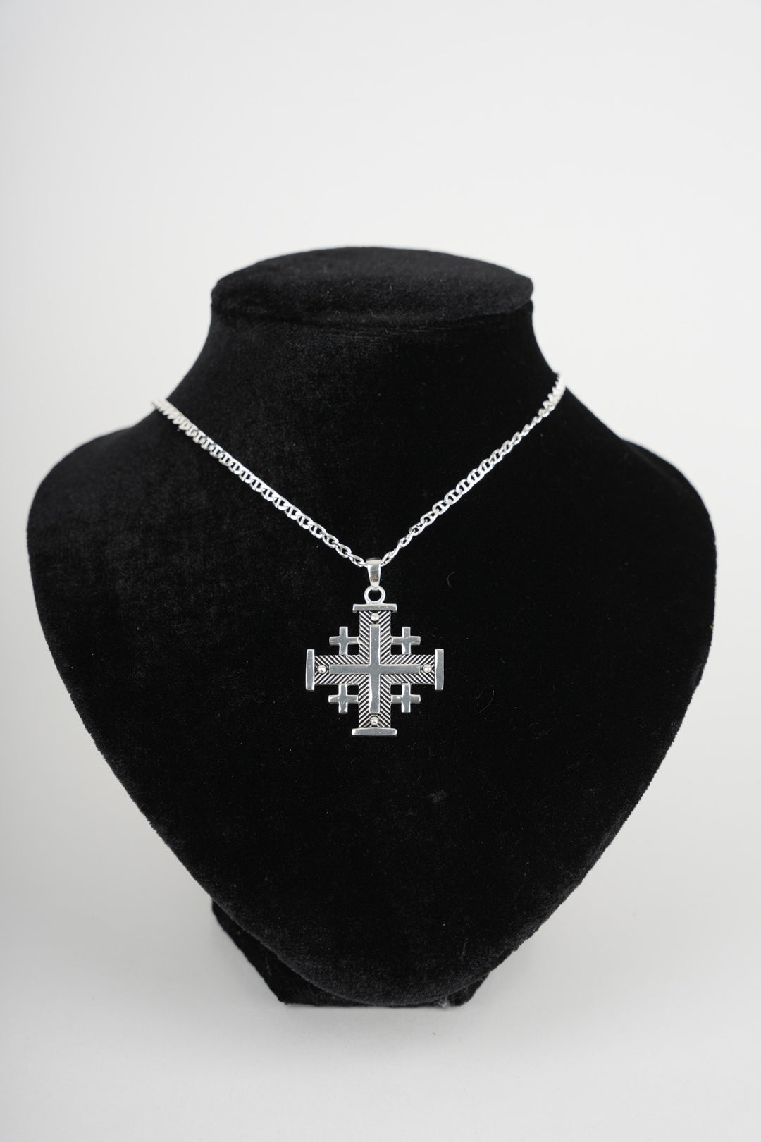 Jerusalem Cross Necklace (L), Sterling Silver