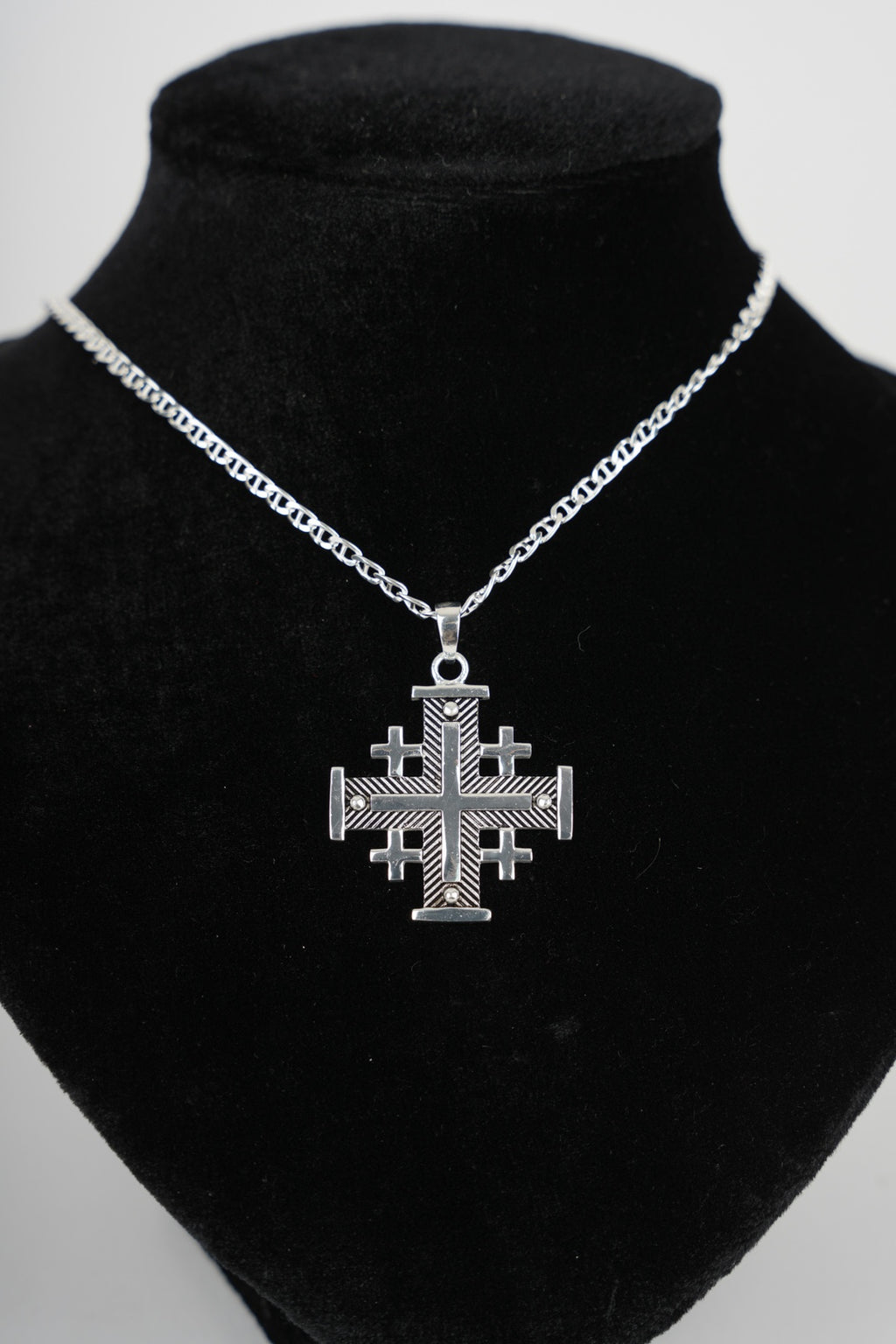 Religious jewelry hand made in Bethlehem Holy Land, front view of the sterling silver masterpiece