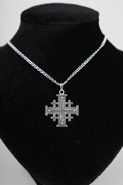Religious jewelry hand made in Bethlehem Holy Land, front view of the sterling silver masterpiece