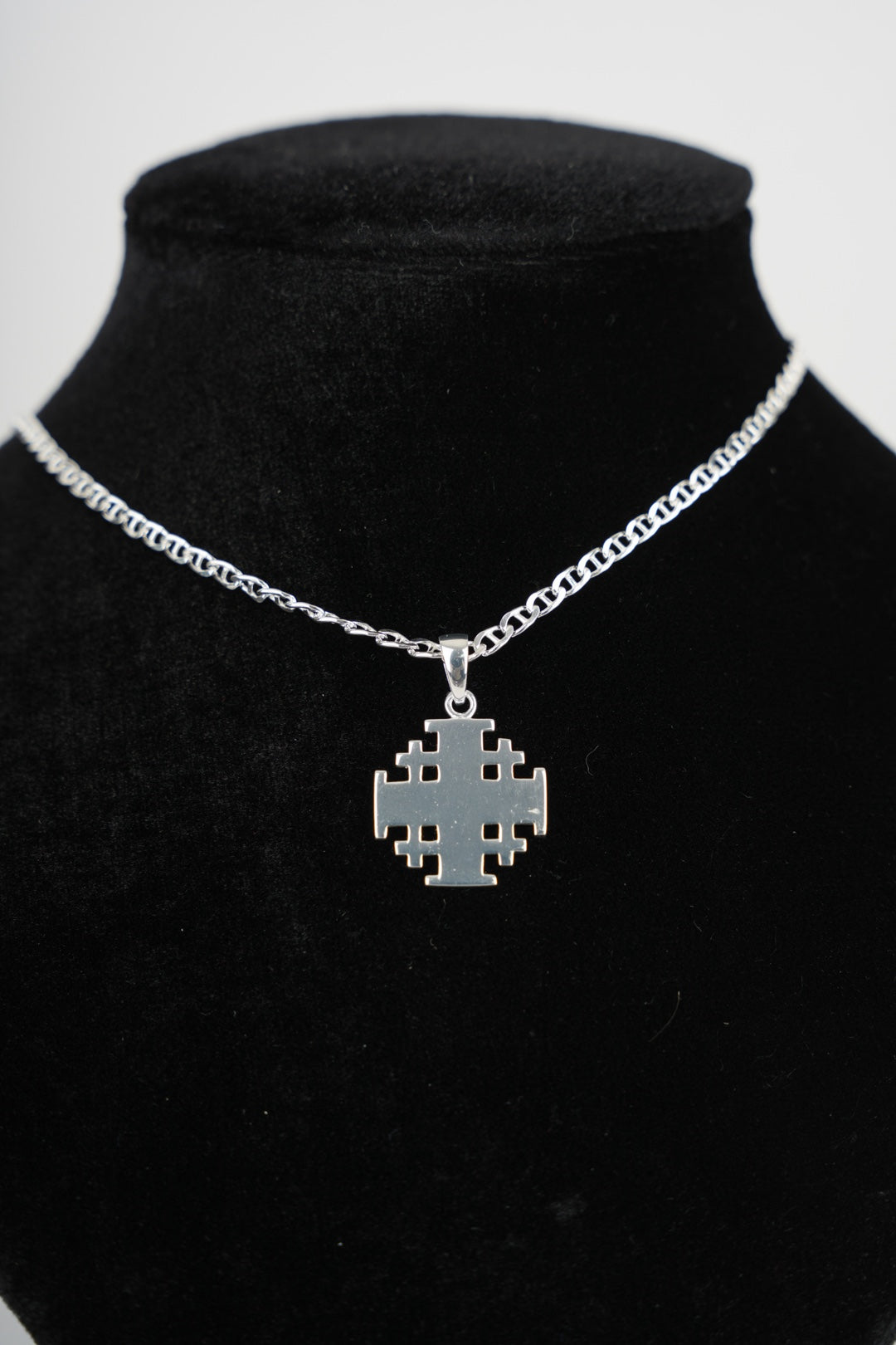 Sterling Silver Jerusalem Cross Necklace (S)