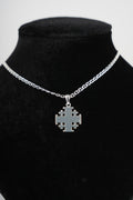 Religious jewelry hand made in Bethlehem Holy Land, front view of the sterling silver masterpiece