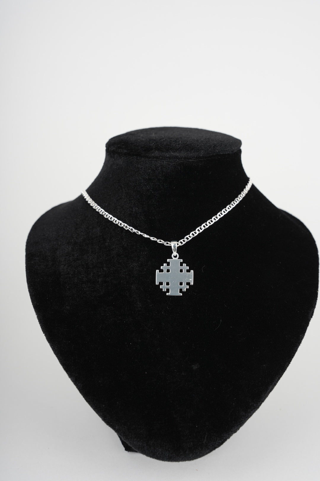 Sterling Silver Jerusalem Cross Necklace (S)