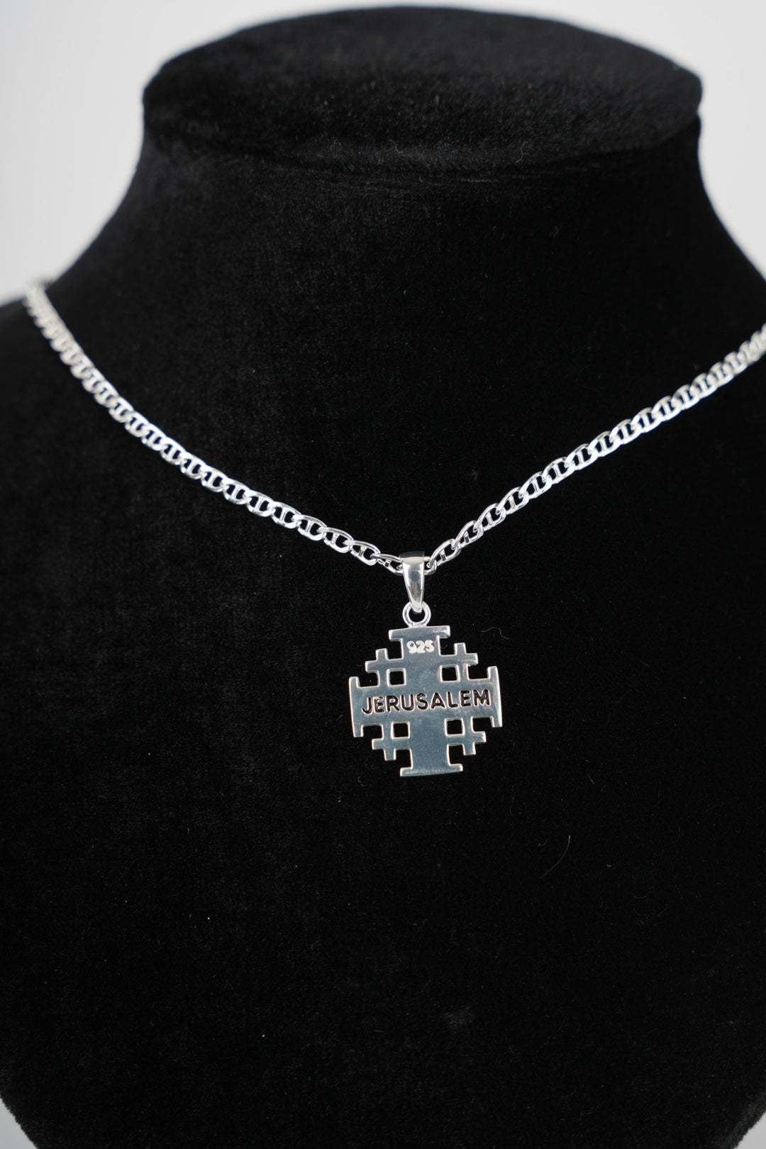 Sterling Silver Jerusalem Cross Necklace (S)