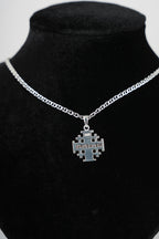 Religious jewelry hand made in Bethlehem Holy Land, side angle of the sterling silver sculpture