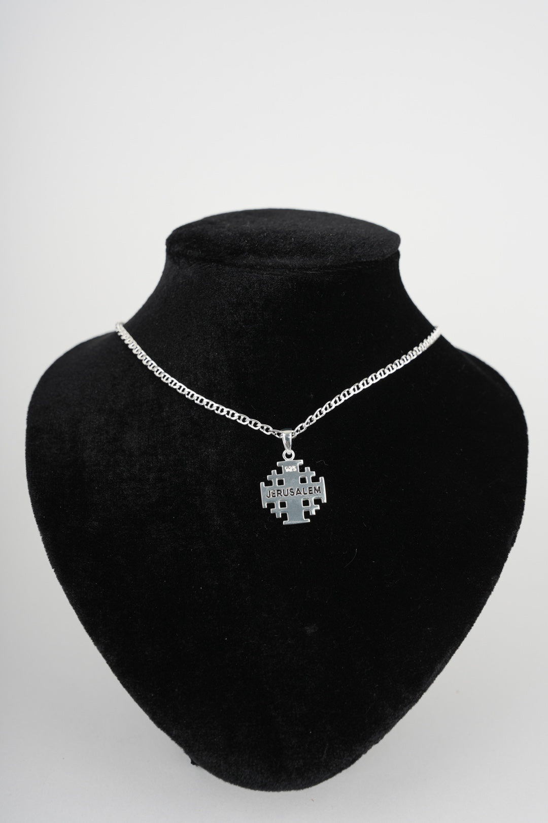 Sterling Silver Jerusalem Cross Necklace (S)