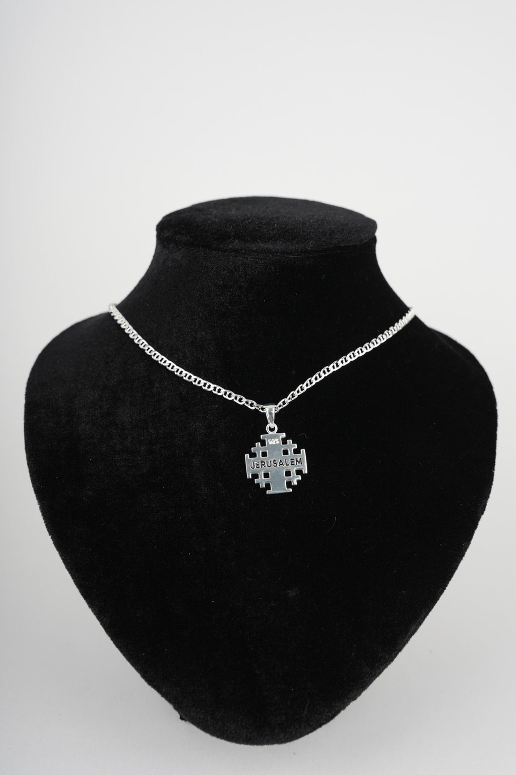 Religious jewelry hand made in Bethlehem Holy Land, three quarter view of the religious piece