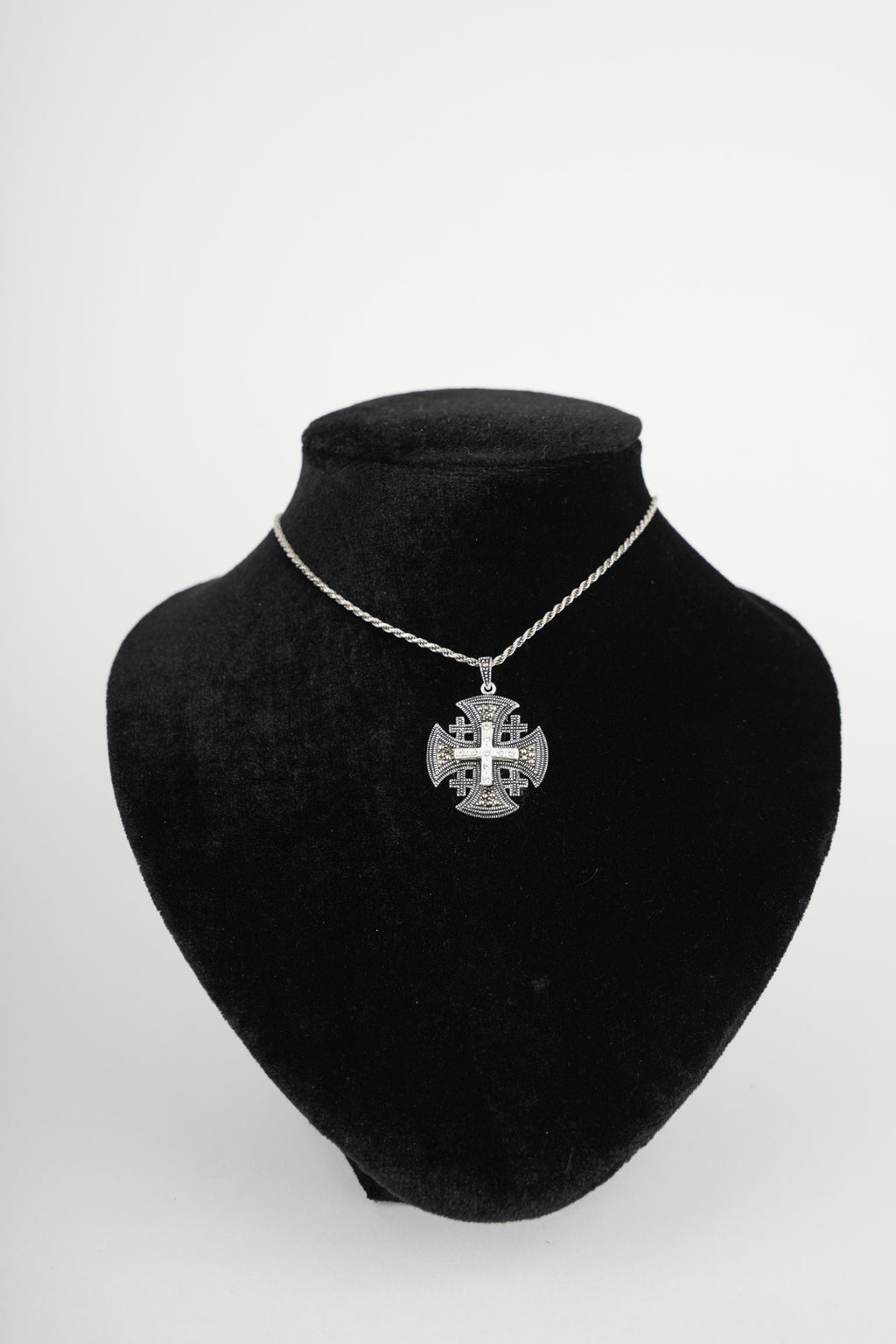 Religious jewelry hand made in Bethlehem Holy Land, three quarter view of the religious piece