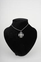 Religious jewelry hand made in Bethlehem Holy Land, side angle of the sterling silver sculpture