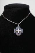 Religious jewelry hand made in Bethlehem Holy Land, front view of the sterling silver masterpiece