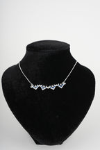 Two-Way Magnetic Dark Blue Jerusalem Cross Necklace (White Gemstones) (L)