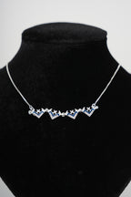 Two-Way Magnetic Dark Blue Jerusalem Cross Necklace (White Gemstones) (L)