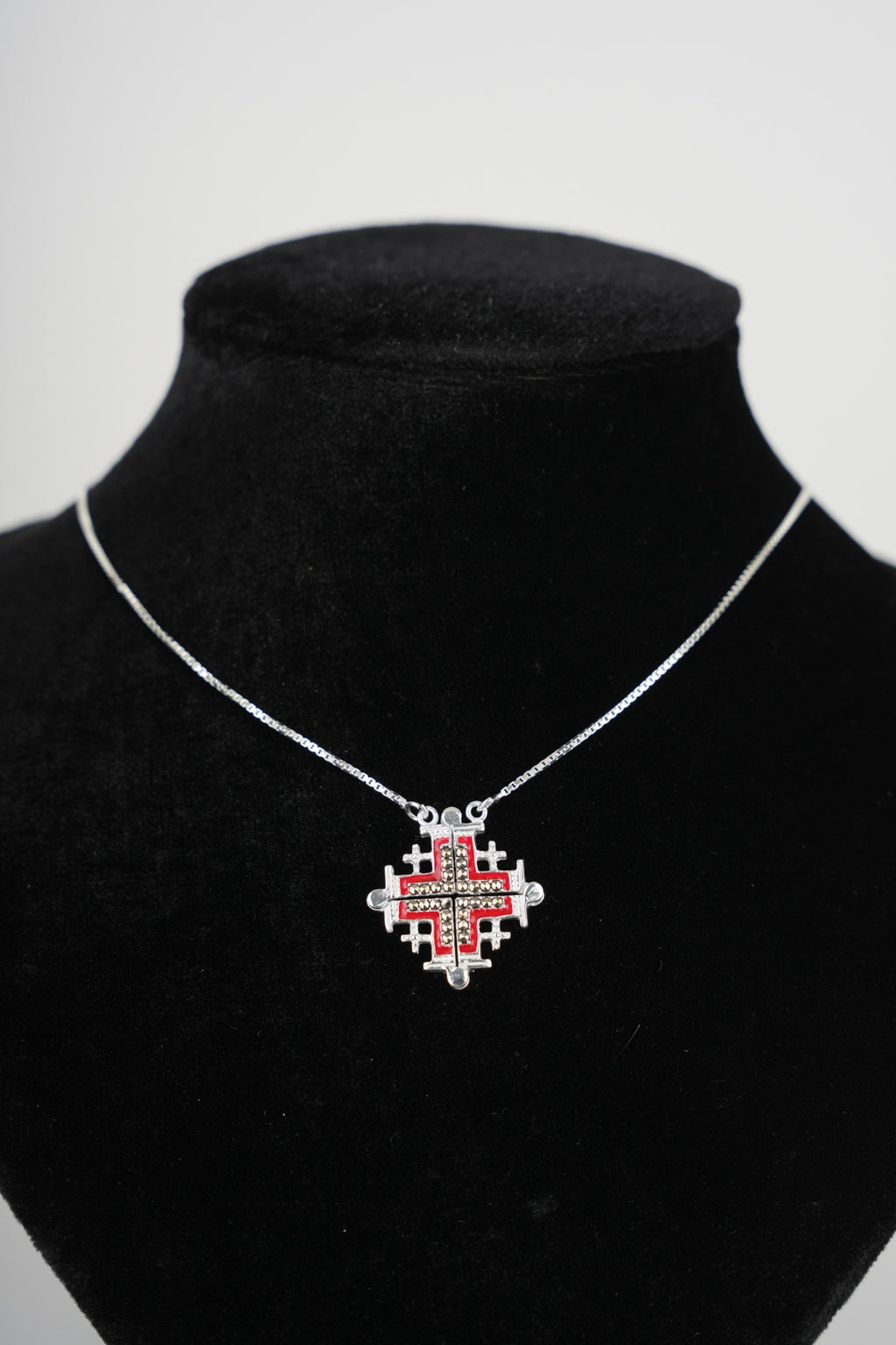 Two-Way Dark Red Magnetic Jerusalem Cross Necklace(L)