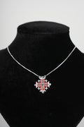 Two-Way Dark Red Magnetic Jerusalem Cross Necklace(L)