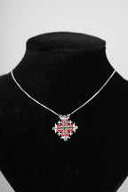 Two-Way Dark Red Magnetic Jerusalem Cross Necklace(L)
