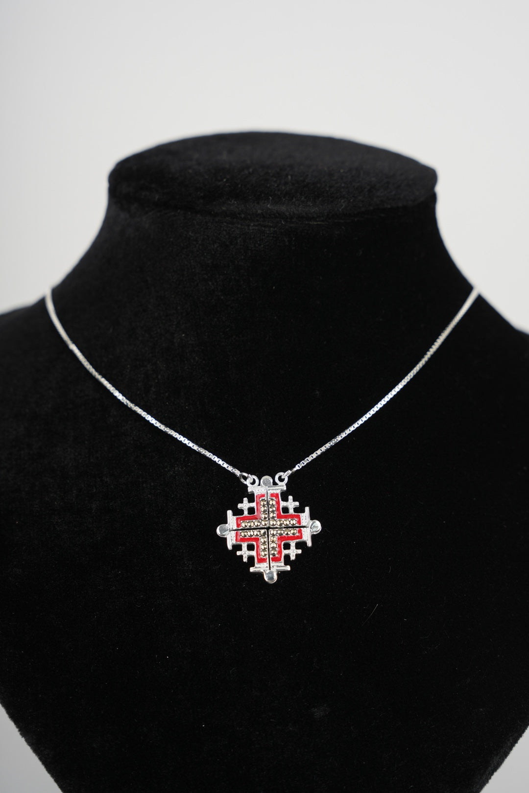 Two-Way Dark Red Magnetic Jerusalem Cross Necklace(L)