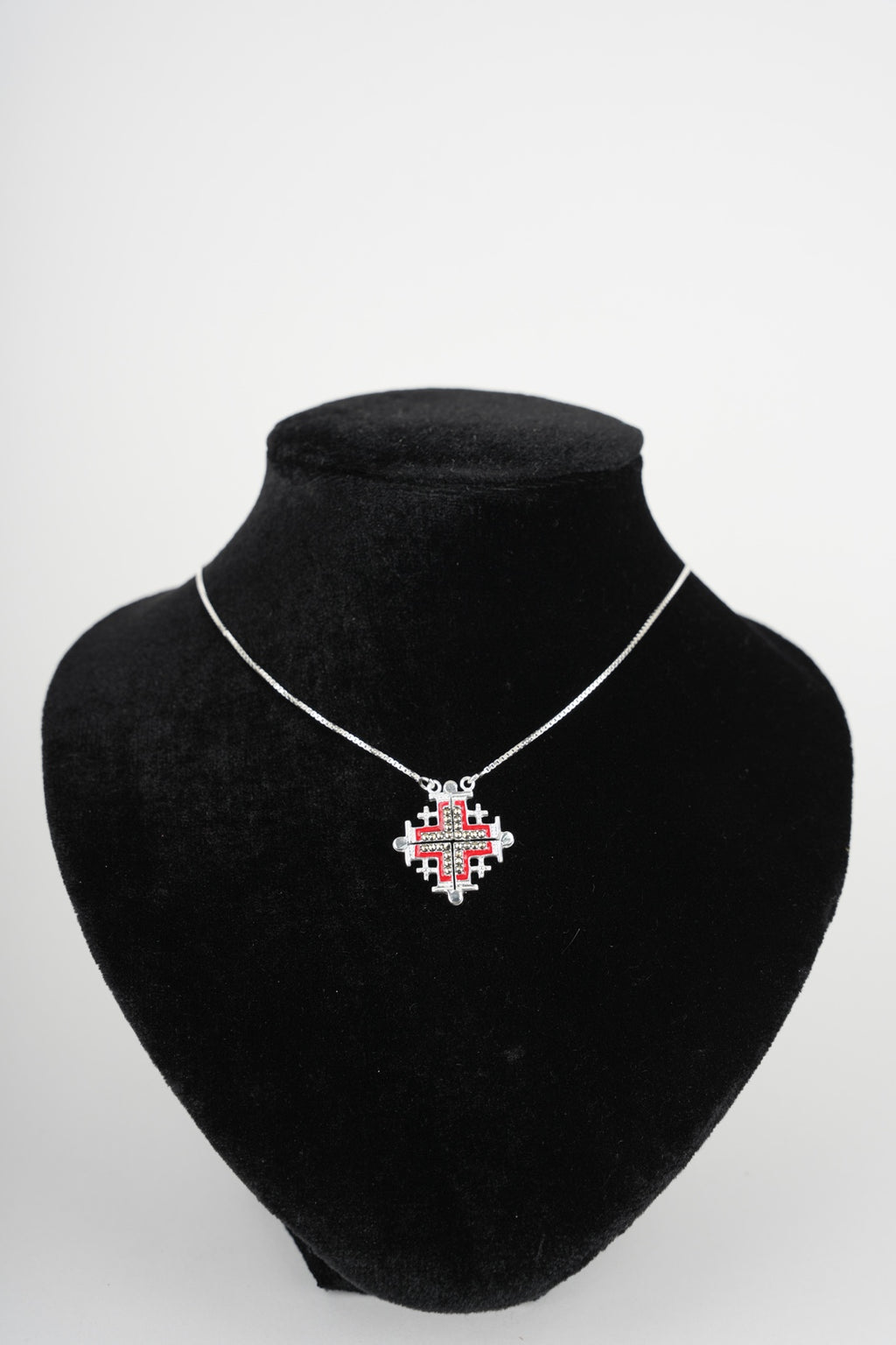 Two-Way Dark Red Magnetic Jerusalem Cross Necklace(L)