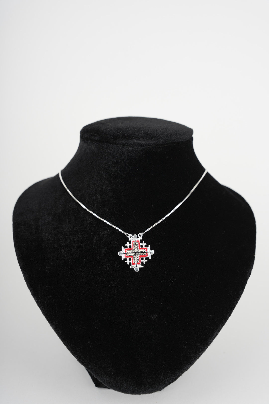 Two-Way Dark Red Magnetic Jerusalem Cross Necklace(L)