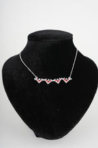 Two-Way Magnetic Dark Red Jerusalem Cross Necklace (White Gemstones)(L)