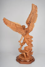 Angel olive wood statue hand carved in Bethlehem, close up showing the olive wood grain