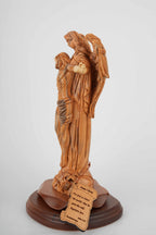 Jesus Christ statue hand carved from Bethlehem olive wood, 11.4 inch side angle of the wood sculpture