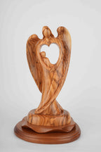 Jesus Christ statue hand carved from Bethlehem olive wood, 12.2 inch front view of the olive wood masterpiece