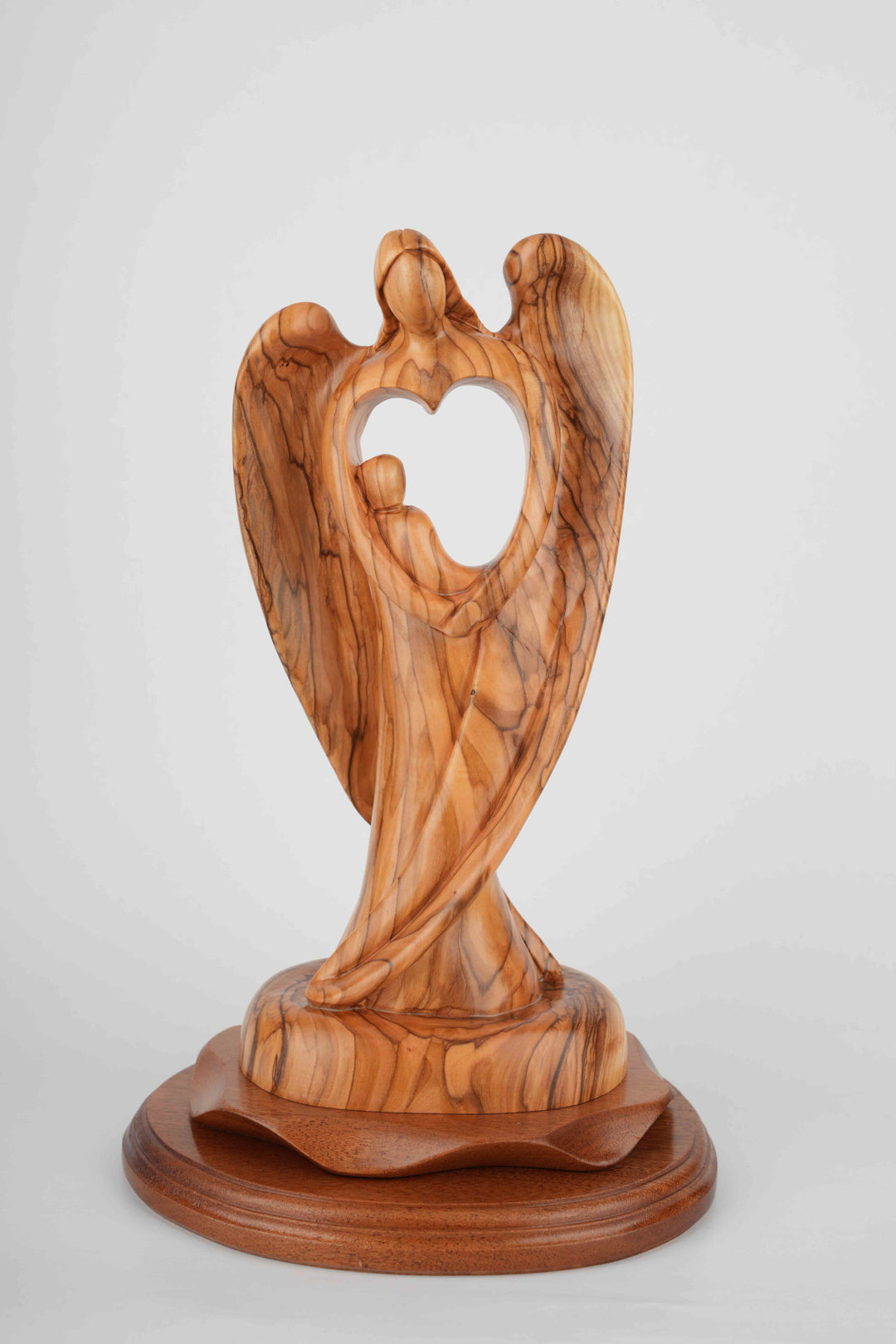 Jesus Christ statue hand carved from Bethlehem olive wood, 12.2 inch front view of the olive wood masterpiece