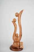 Holy Family olive wood statue hand carved in Bethlehem, 17.5 inch front view of the olive wood masterpiece